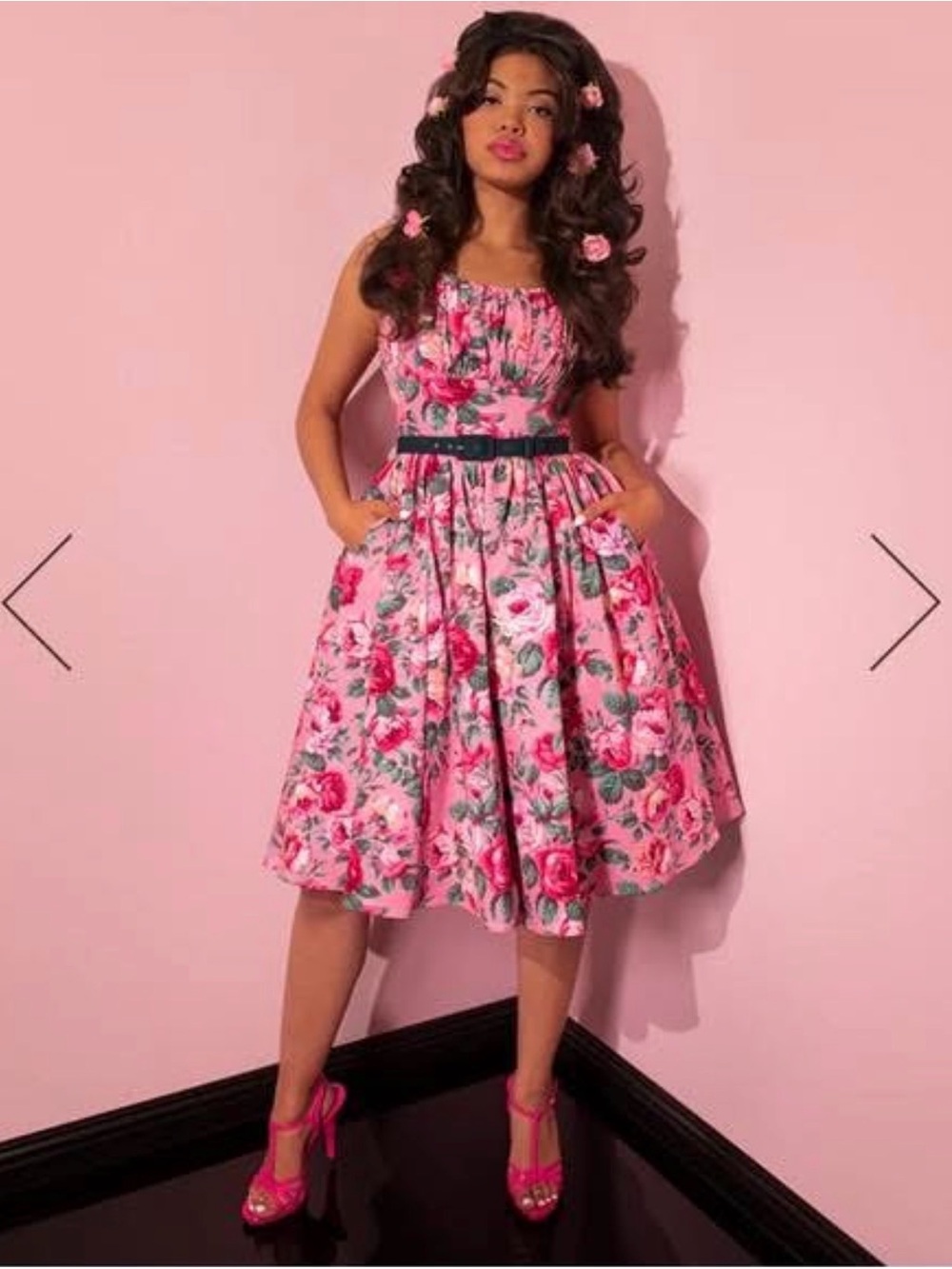 In search of: Vixen Micheline Pitt pink floral swing dress